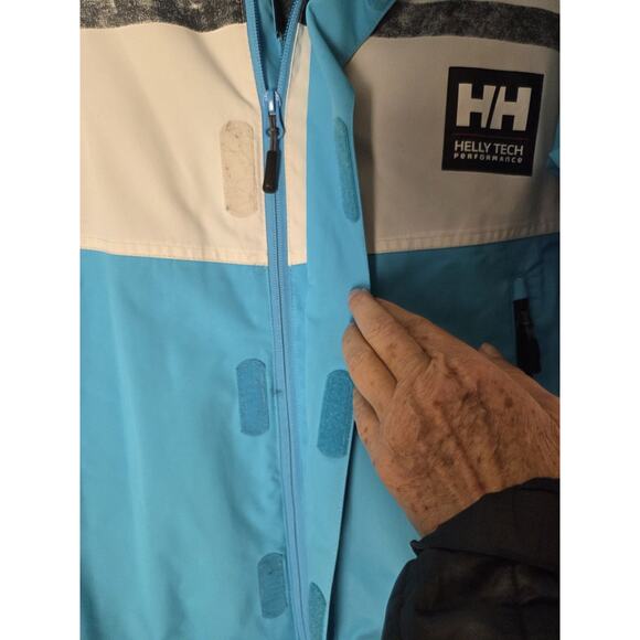 HH HELLY HANSEN TECH PERFORMANCE Sailing Offshore Sky Blue Hooded Jacket Size M - Picture 5 of 12